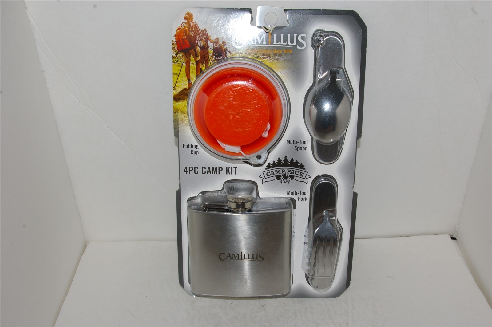Camillus 4 Pc Camp Kit: Multi-Tools, Flask & Folding Cup NEW!