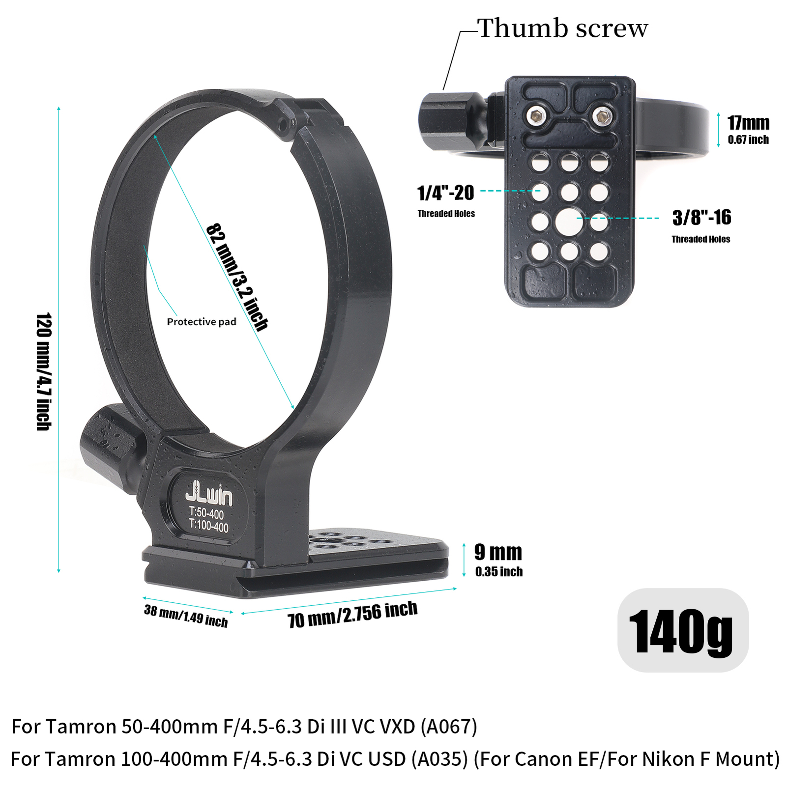 Tripod Collar Mount Ring 82mm For Tamron 50-400mm F/4.5-6.3 Di III VC VXD Lens