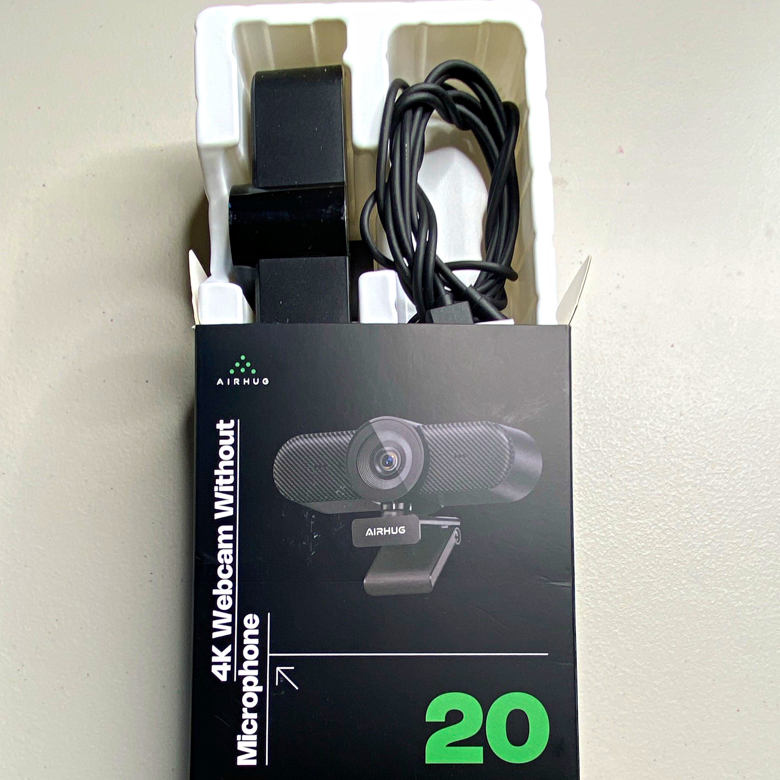 AIRHUG 20 Webcam 4K 30fps Built-In Microphone USB-C Black 3840x2160