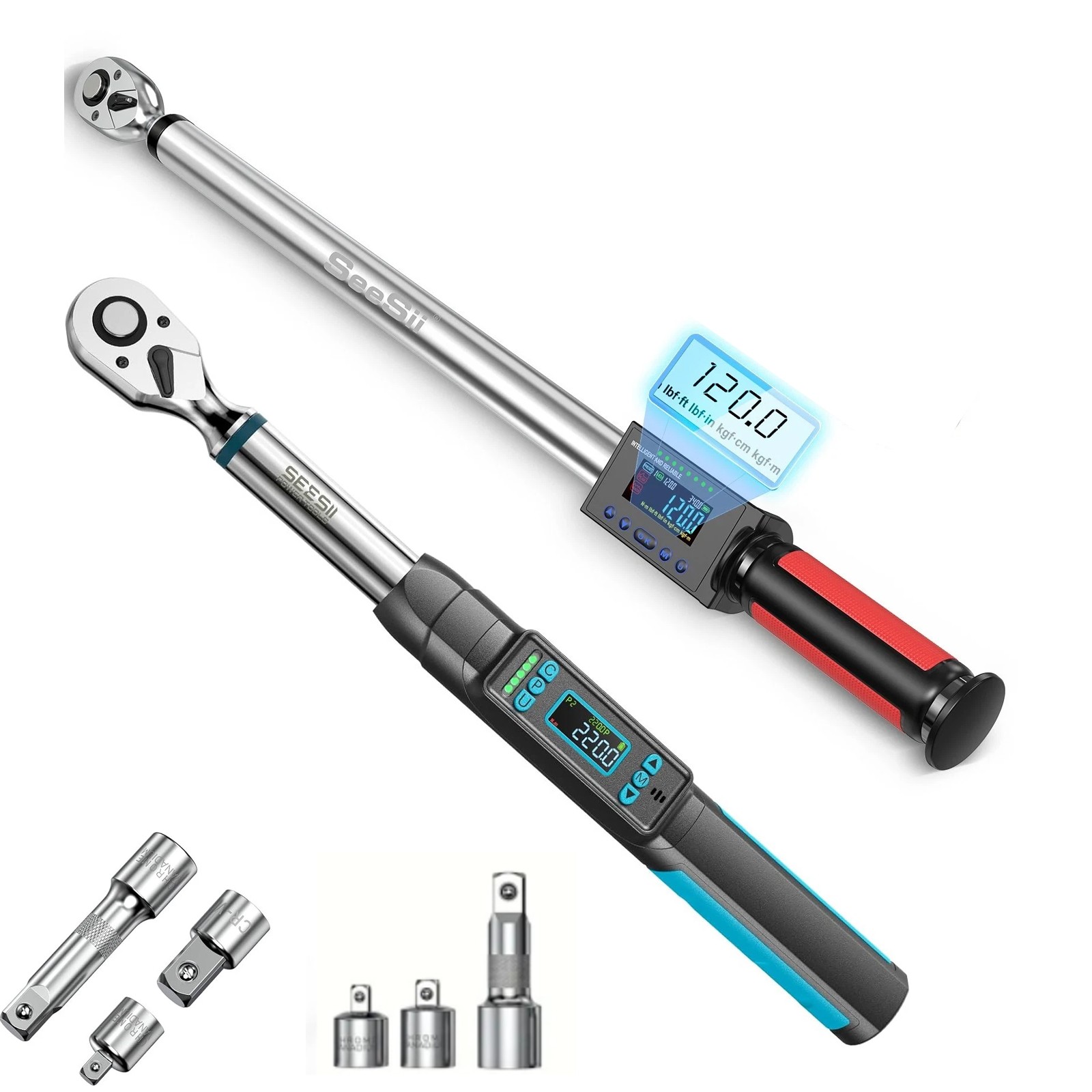 1/2"&3/8'' Digital Torque Wrench,25~250Ft-Lb/17-340N.m & 0–162 ft-lbs,0–220 N·m