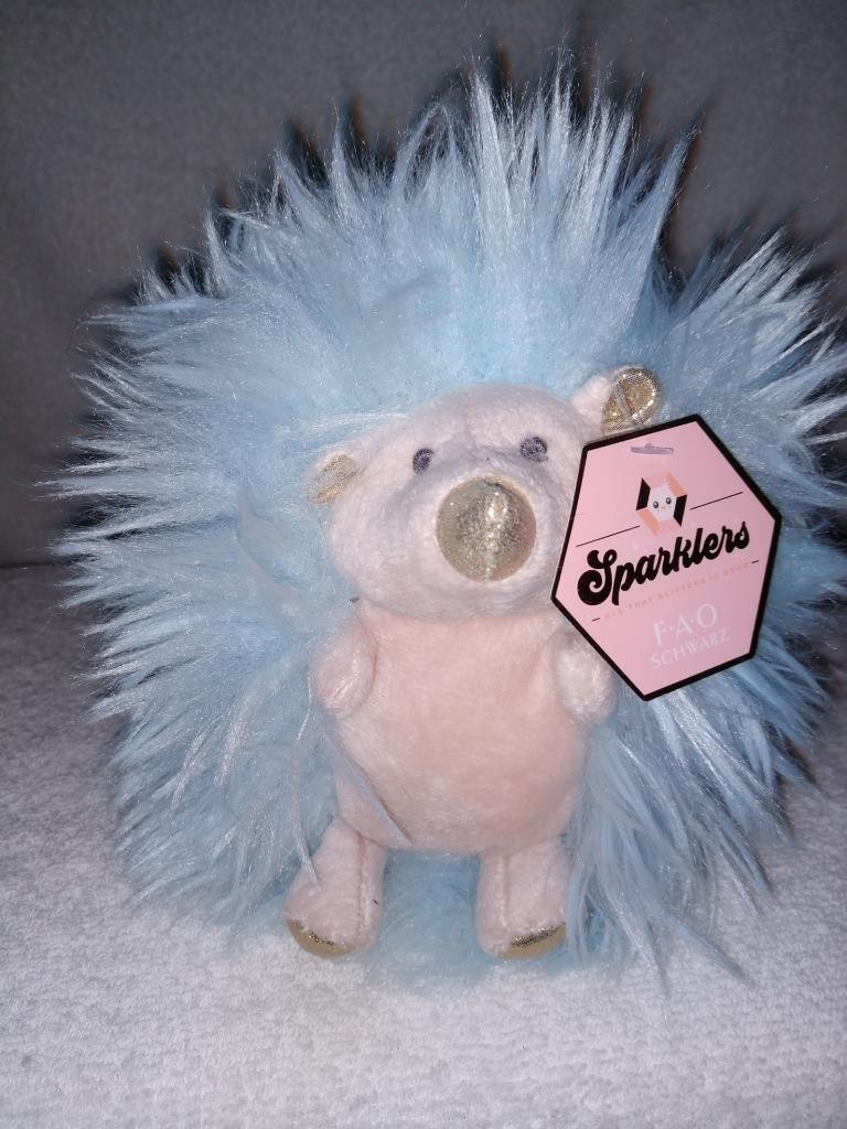FAO Schwarz Sparklers Blue Hedgehog Plush 6" NWT