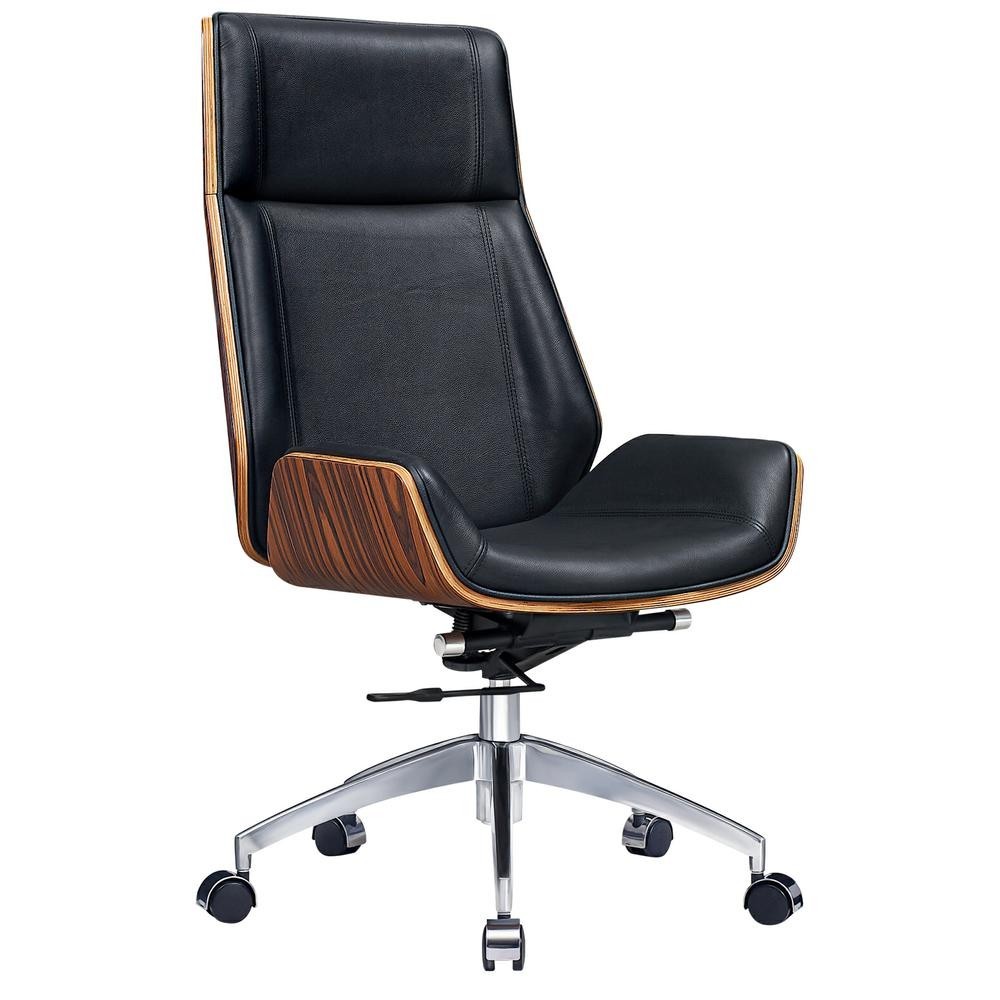 Genuine Leather Executive Office Chair High Back Light rosewood Black