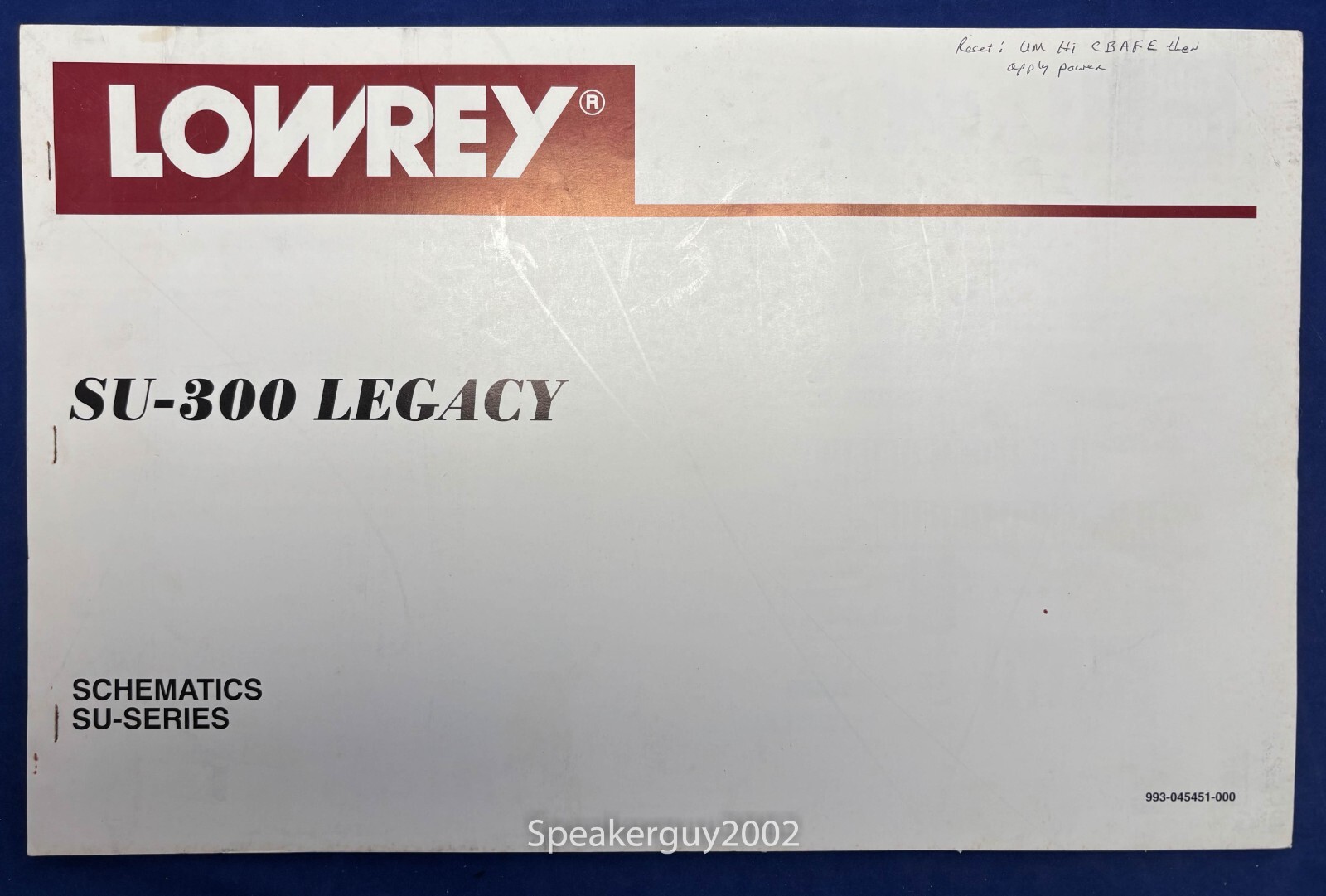 Original Lowrey Organs Schematics Manual / SU-300 Legacy