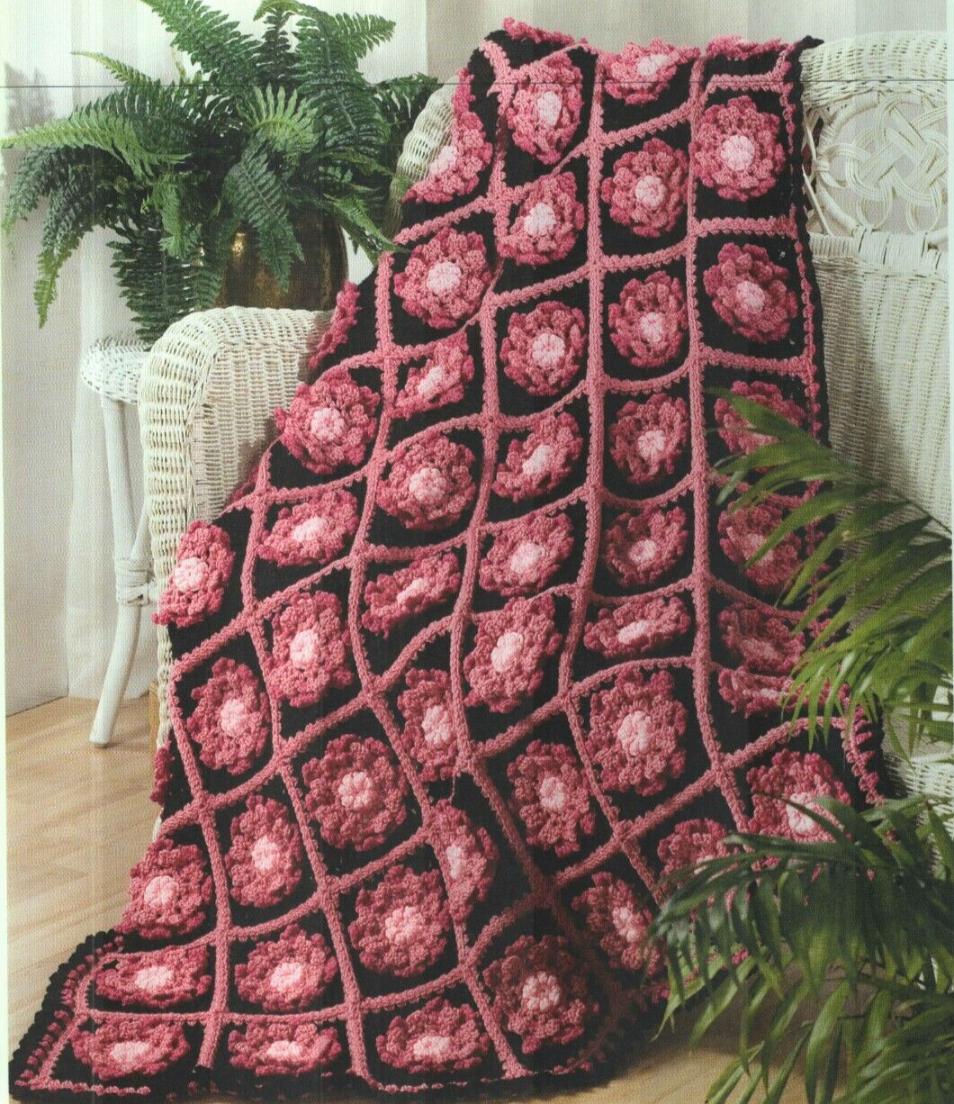 LAURA'S ROSES AFGHAN HOME DECOR CROCHET PATTERN INSTRUCTIONS