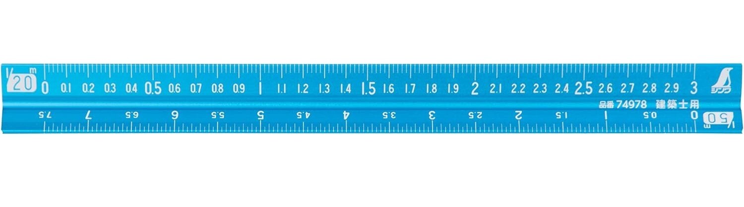 SHINWA ALUMINUM TRIANGLE SCALE BLUE 15cm 74978