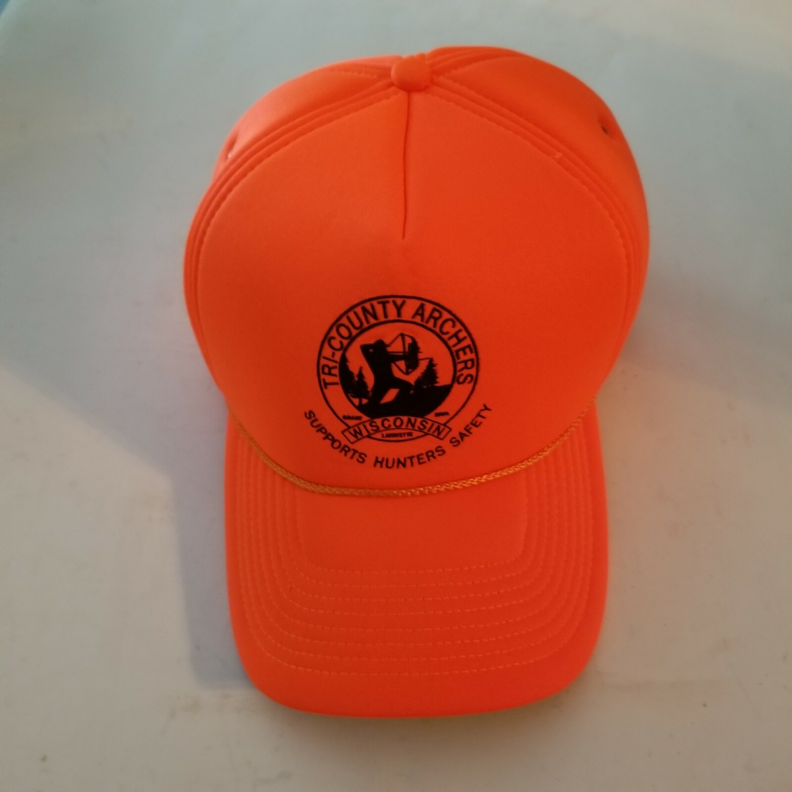 Vintage Tri County Archers Wisconsin Blaze Orange Insulated Snapback Hat