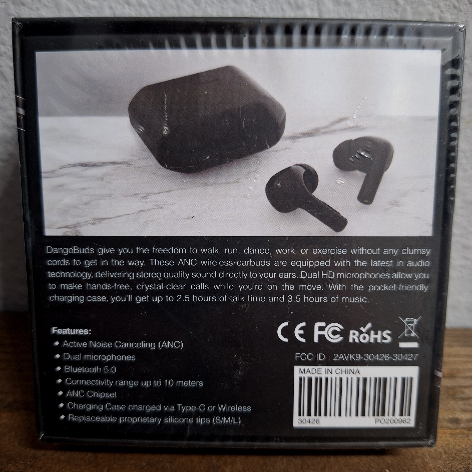 Dango Buds ANC Earbuds Bluetooth 5.0 Black New Sealed