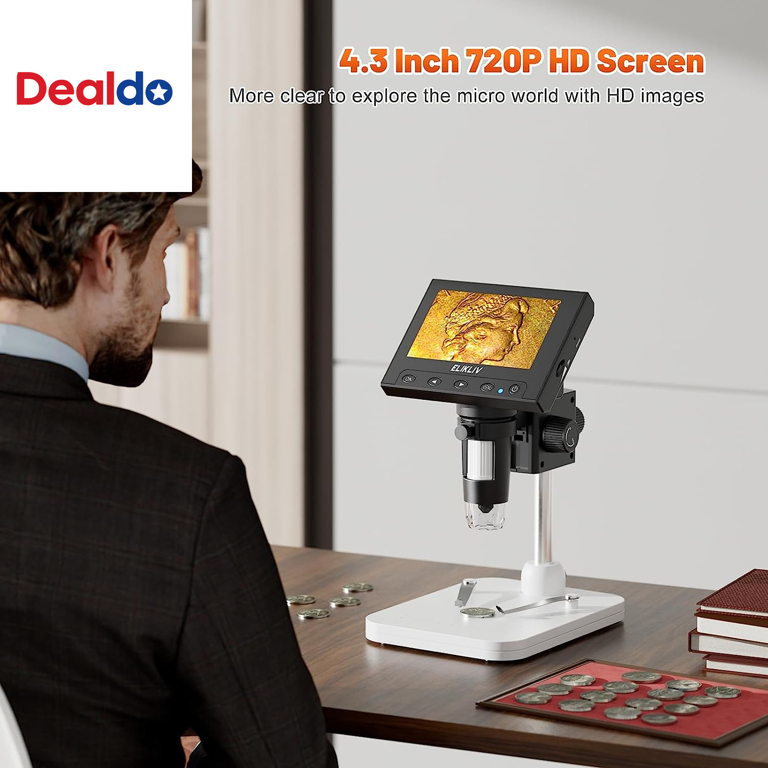 1000X LCD Digital Coin Microscope 43 Inch Screen LED USB for Windows Mac