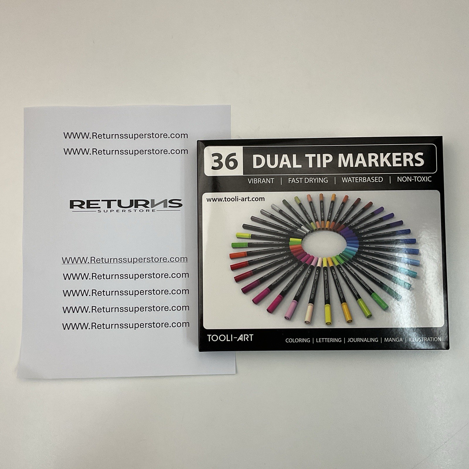 Tooli-Art Dual Tip Markers Water based Non Toxic, Set Of 36
