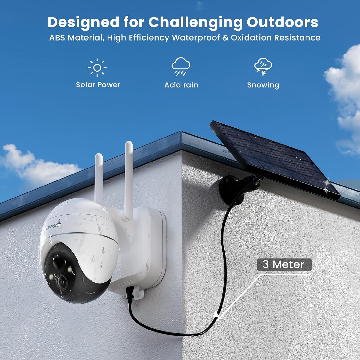 ieGeek 5MP WiFi Wireless Outdoor Solar Powered Security Camera Waterproof IP65