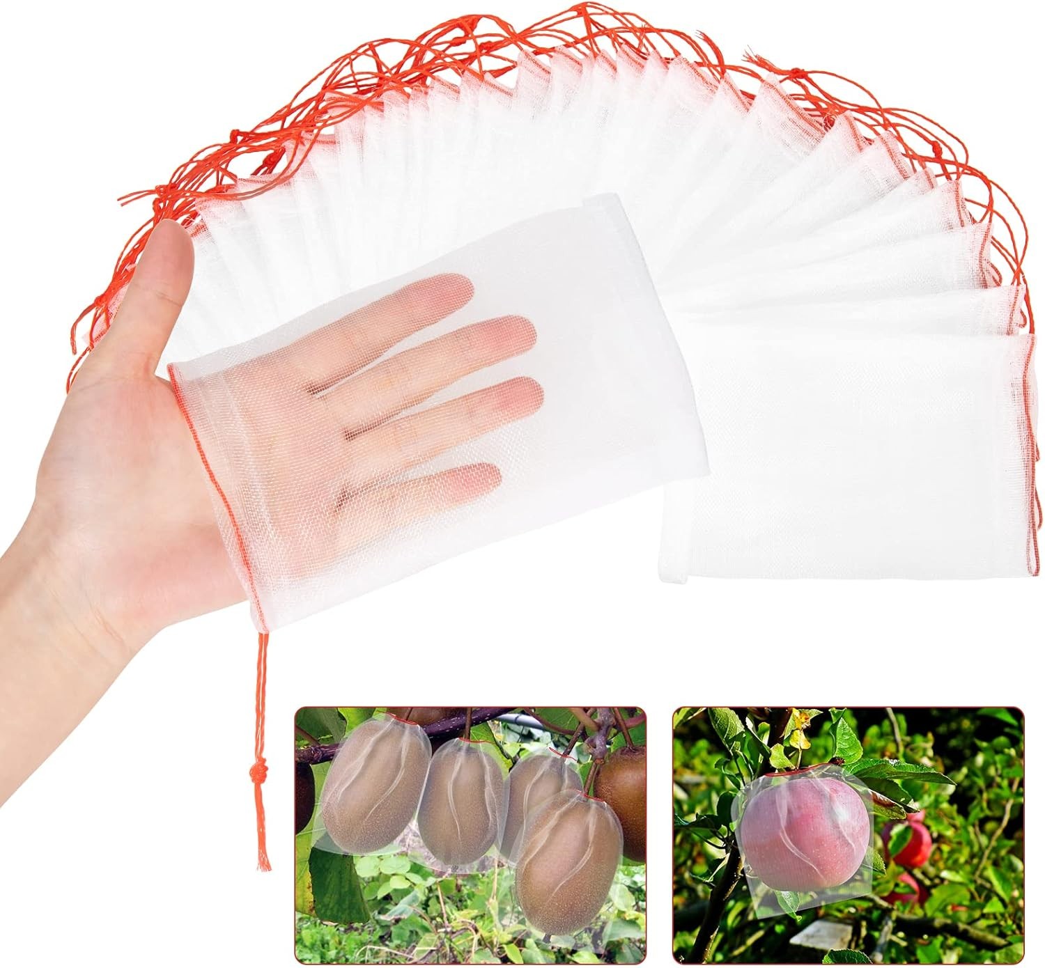 Kikhope 100Pcs Fruit Protection Bags, 6"x4" Garden 6"x4", White