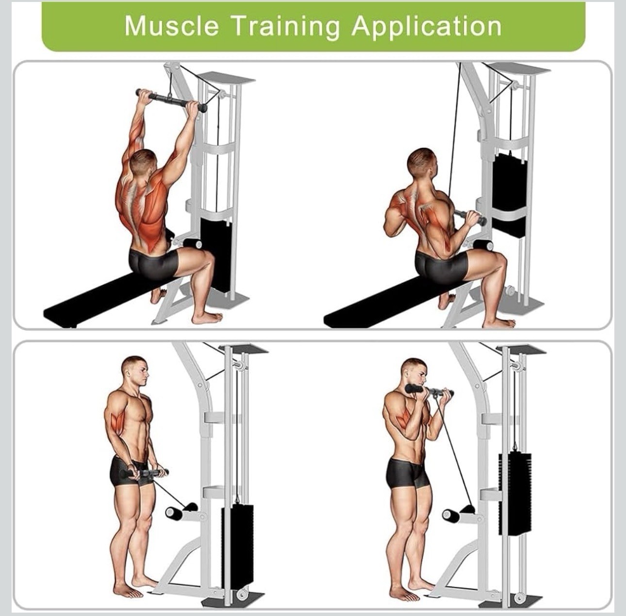 SELEWARE Triceps LAT Pull Down Cable Attachment w/ Swivel Straight Bar, 22"