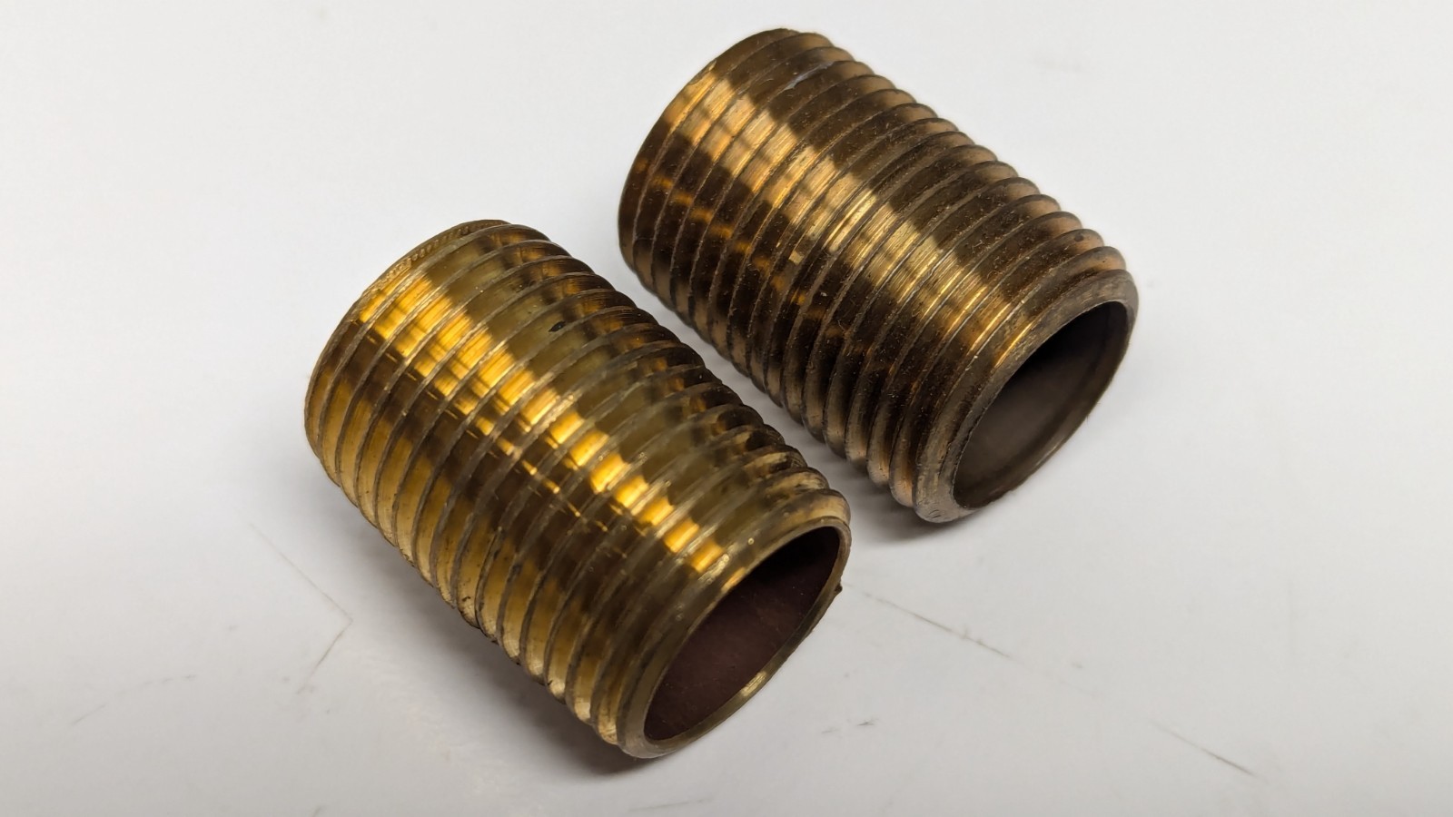 Lot of (2) New 1/2” npt Brass Close Nipple Pipe Fittings, 215PN-8