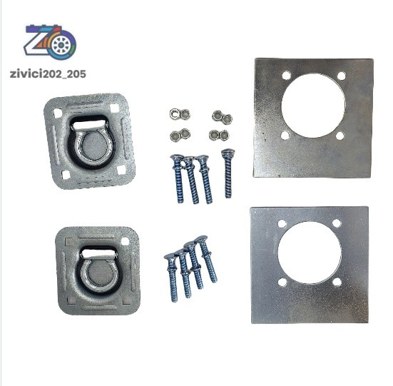 4 Pack Anchor Tie Down D-Ring Flush with Hardware For Cargo Trailer Silver