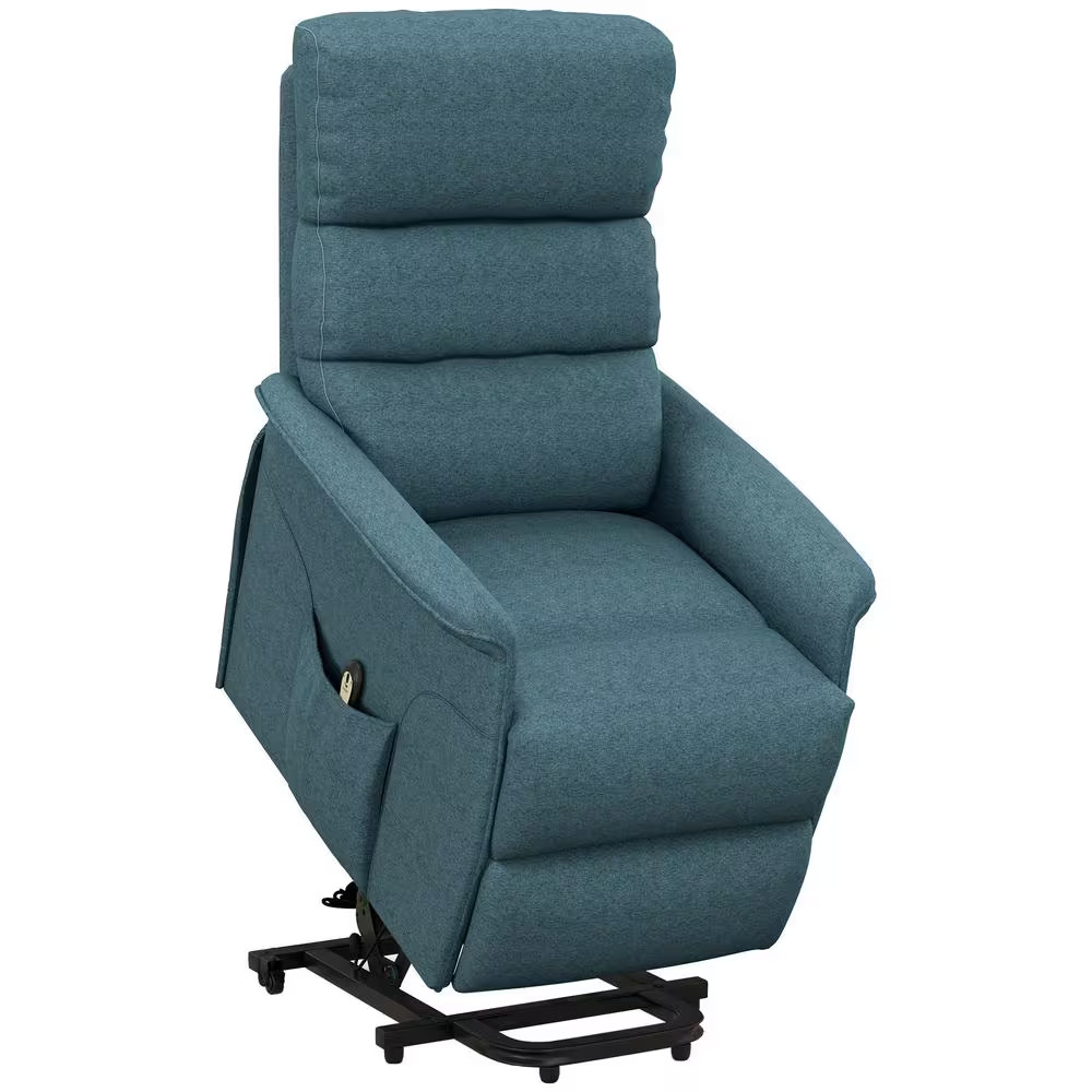 Blue Electric Power Lift Fabric Recliner Chair with Remote Control for the Elder