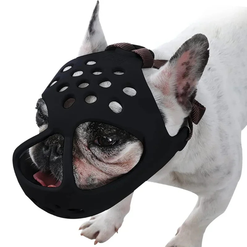 Dog Muzzle for Short Snout Dogs Soft Silicone for Biting, Chewing, Lickin.