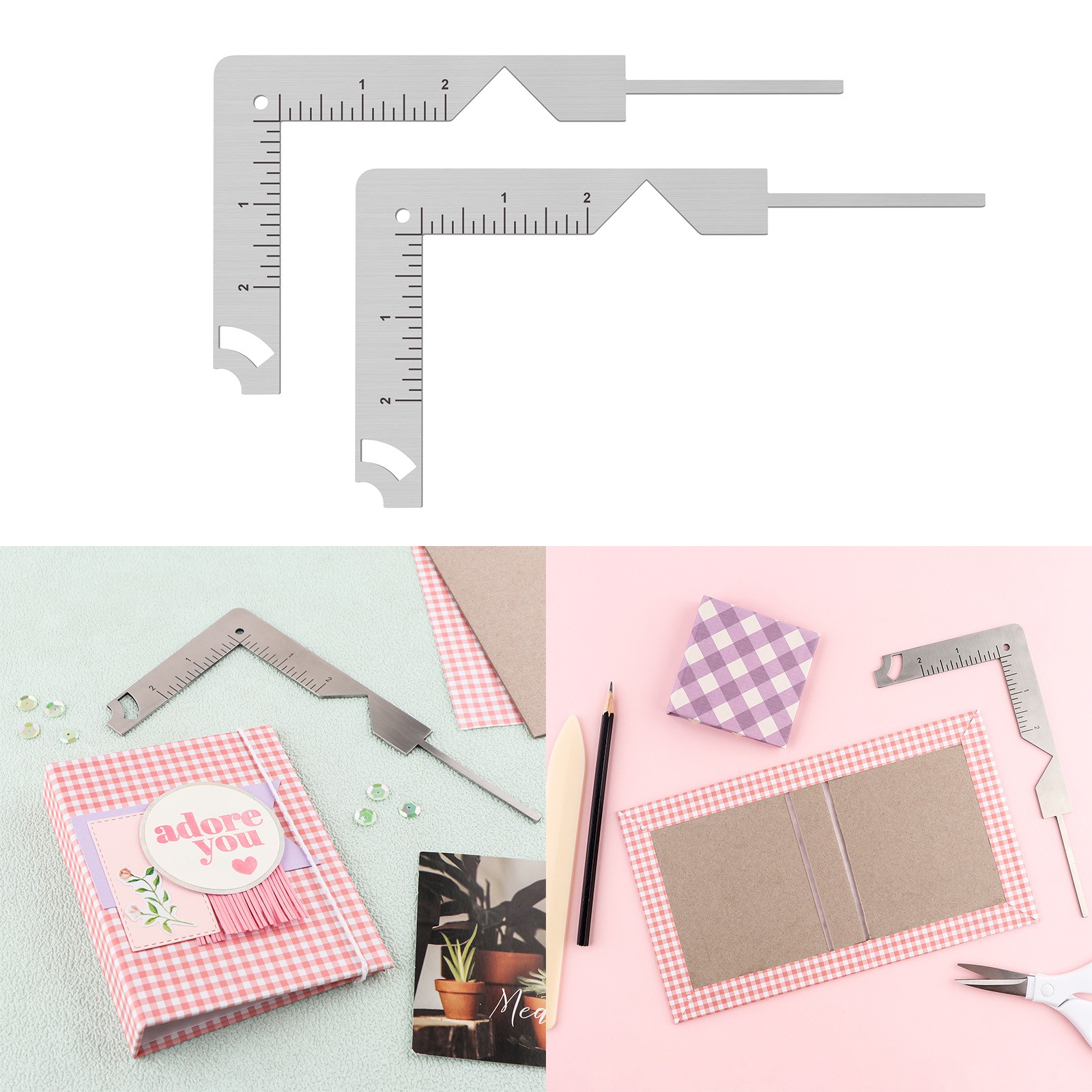 2Pcs/set Book Cover Guide,5-In-1 Stainless Steel Metal Bookbinding Cover Tool