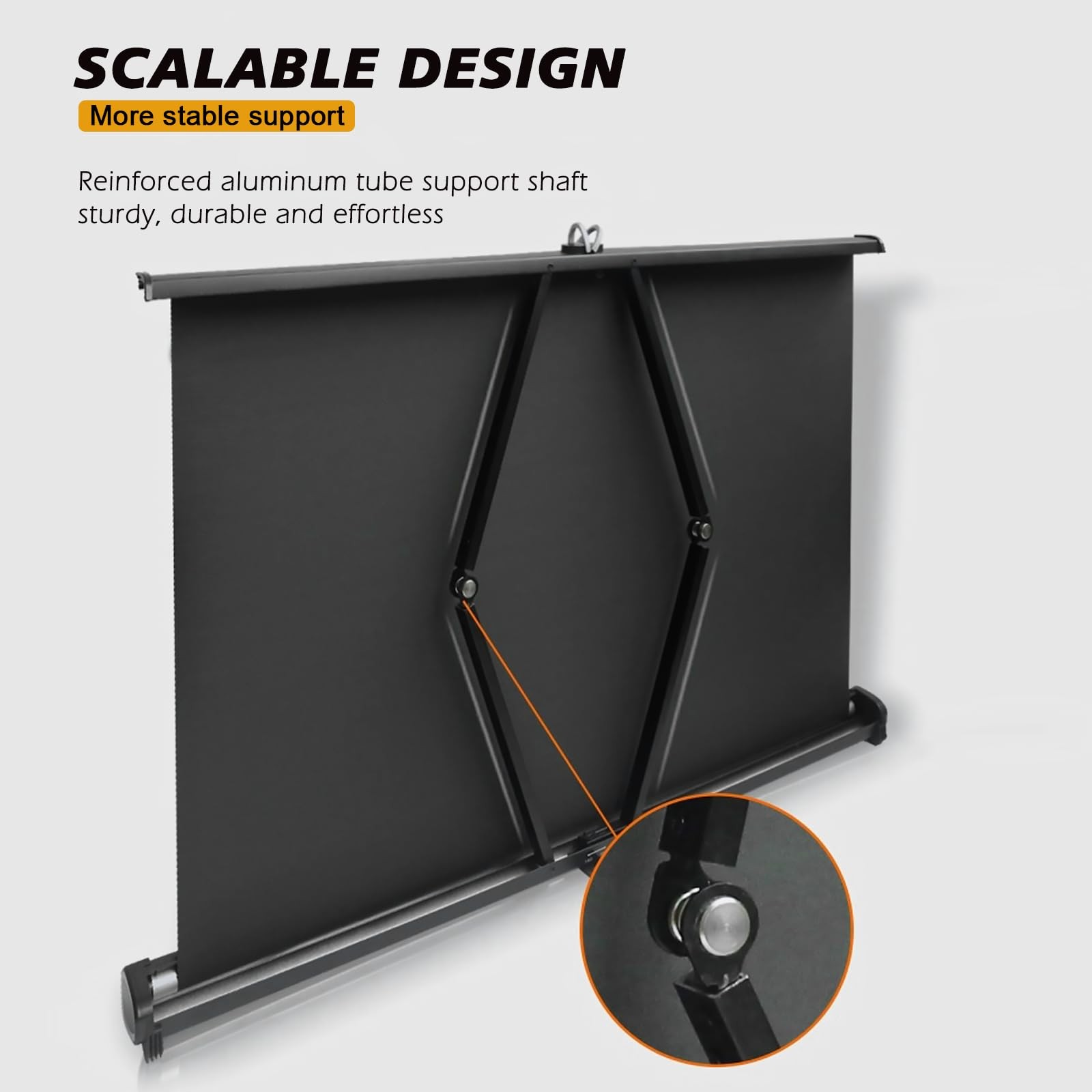 50 Inch Projector Screen Pull Down, 16:9 Projector Screen Retractable Tableto...
