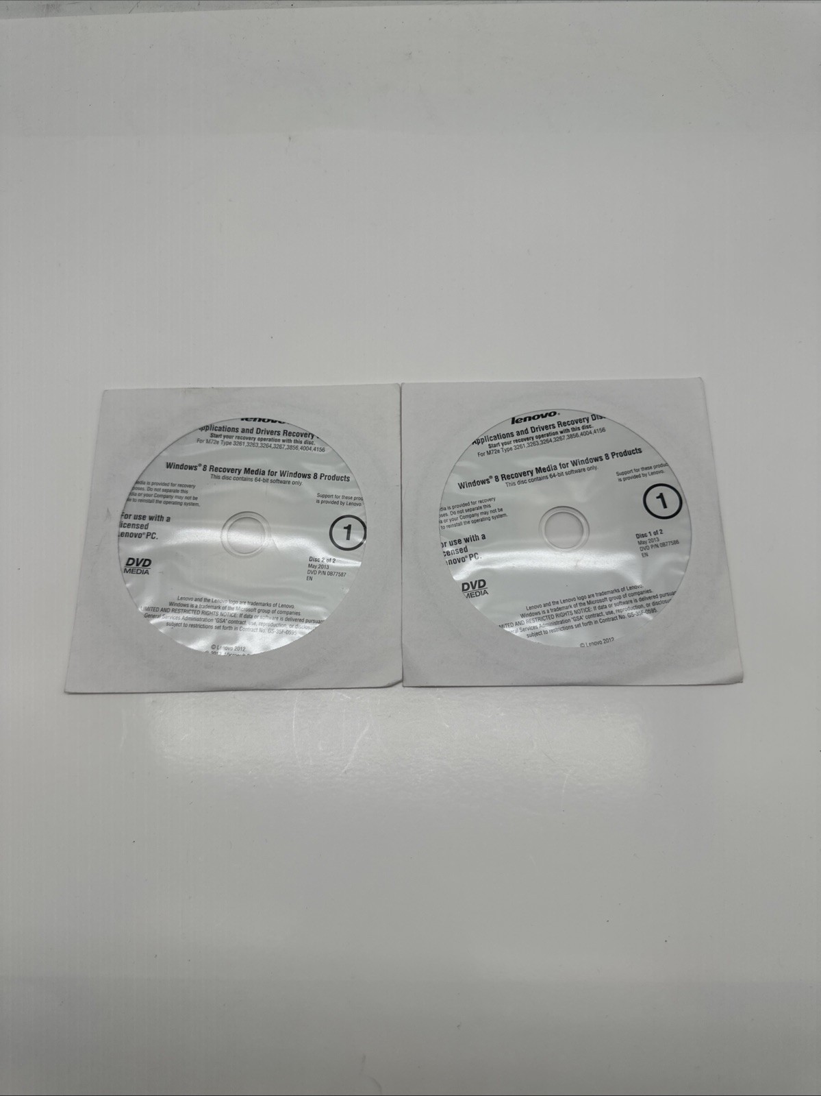 Lenovo Applications Drivers Recovery Windows 8 Recovery Media (1374) (Lot Of 2)