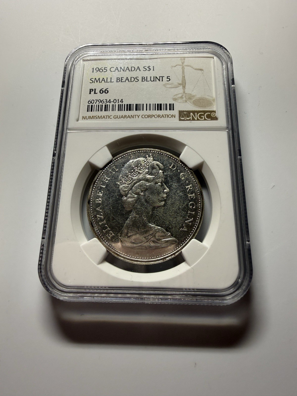 1965 Canada $1 Small Beads Blunt 5 PL 66 NGC SBB Coin