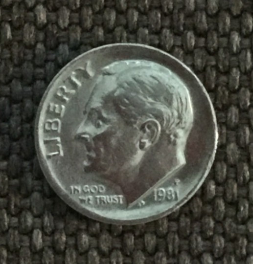 1981 P Roosevelt dime, actual coin in picture, free shipping.