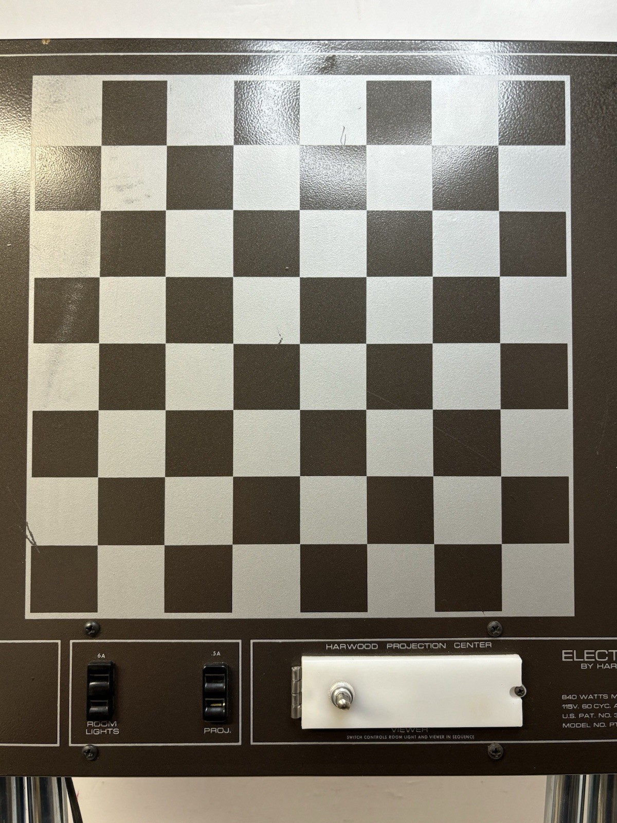 Electra by Harwood Metal Projection Folding Table w/ Chess Board *Working