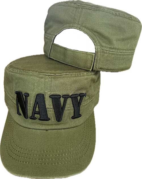 U.S. NAVY LETTERS OLIVE DRAB GREEN Patrol Hat Embroidered (100% COTTON)