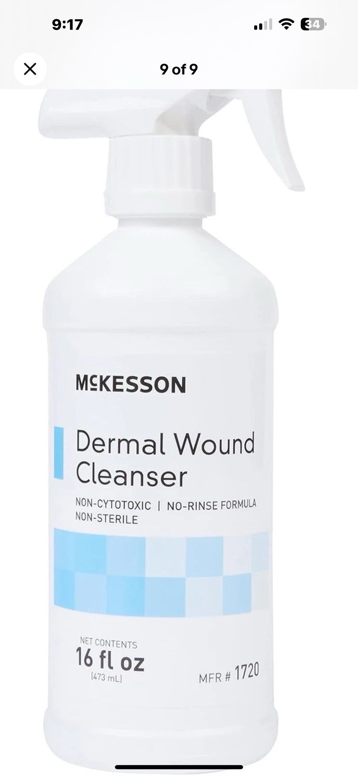 McKesson Dermal Wound Cleanser Spray First Aid Rinse-Free Formula 16 fl oz