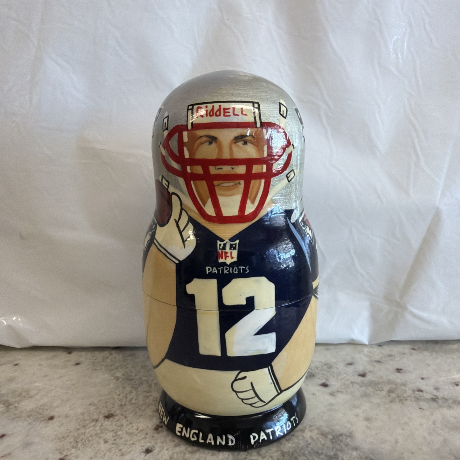 Vintage New England Patriots Nesting Eggs Brady 5 pcs - Made In Russia