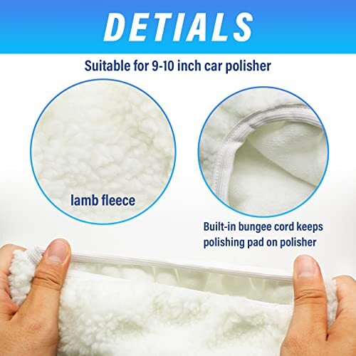 6 Pcs Car Polishing Bonnet Buffing Pad Lamb Fleece Pad Cover For 9" Car Polisher