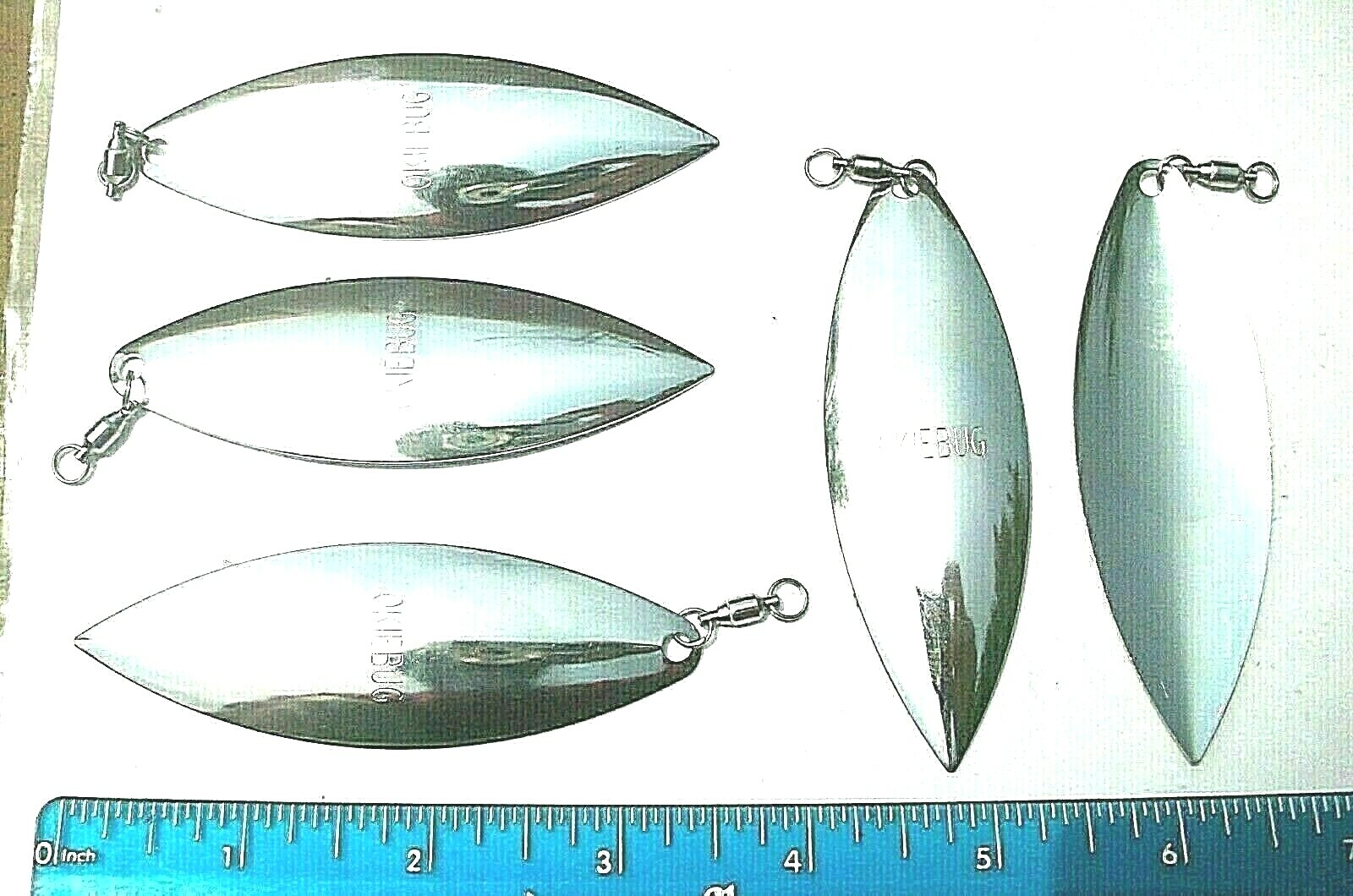 5ct Nickel #7 WILLOWLEAF Spinner Blades + BALL BEARING SWIVELS Spinnerbait Blade