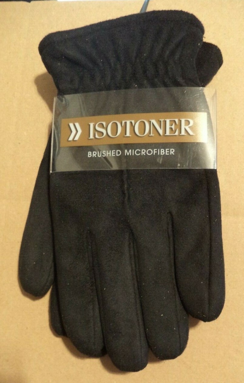 Isotoner Everyday Gloves Brushed Microfiber Warm Winter Men's Size M Medium