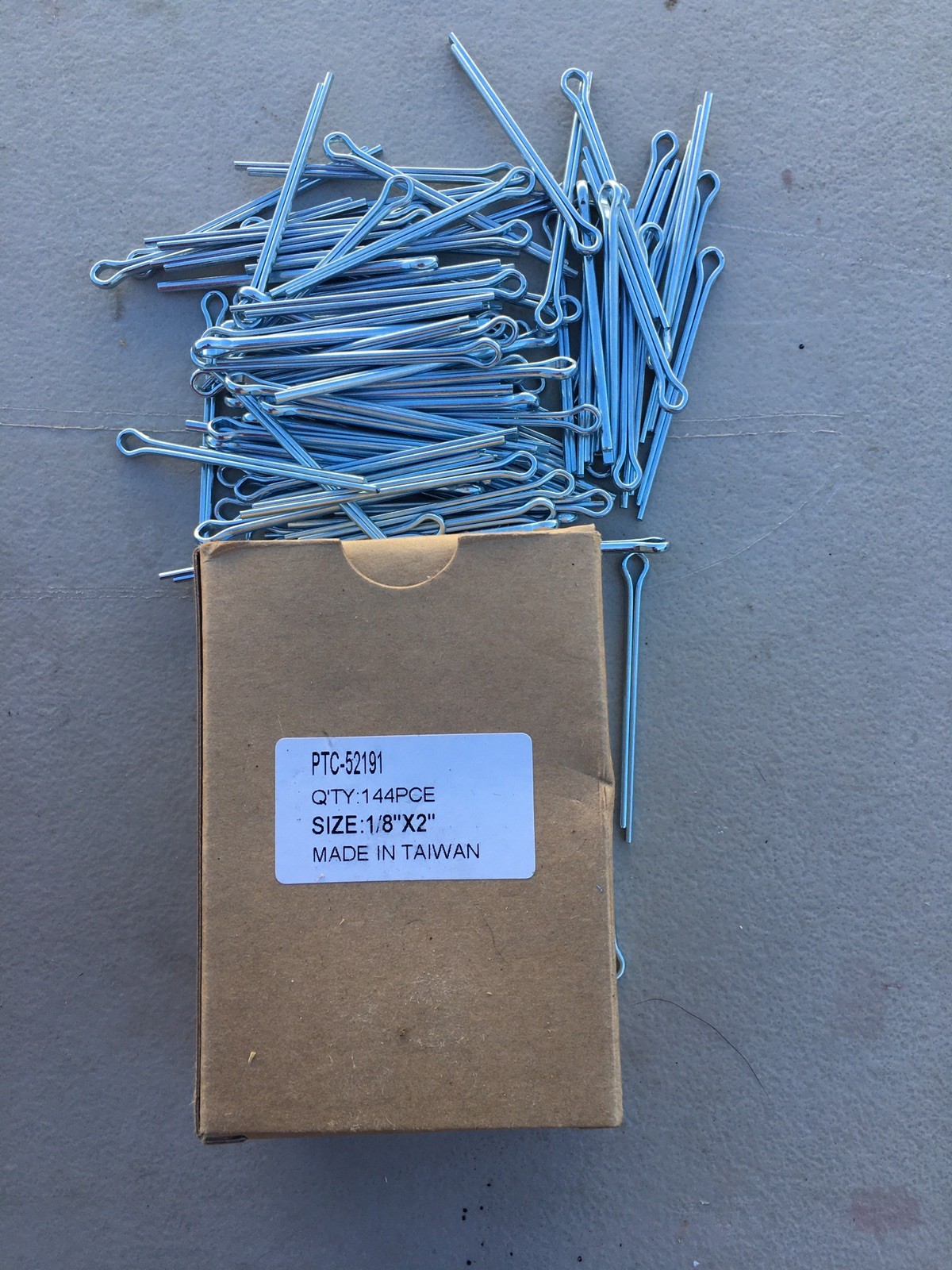 144 Pc  1/8  x 2” Zinc Finish Extended Prong Cotter Pin Split Pin