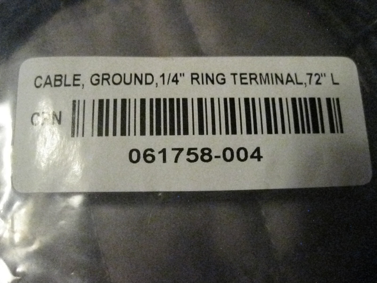 Atek 061758-004 Ground Cable, 1/4" Ring Terminal, 72"Long (#APD97)