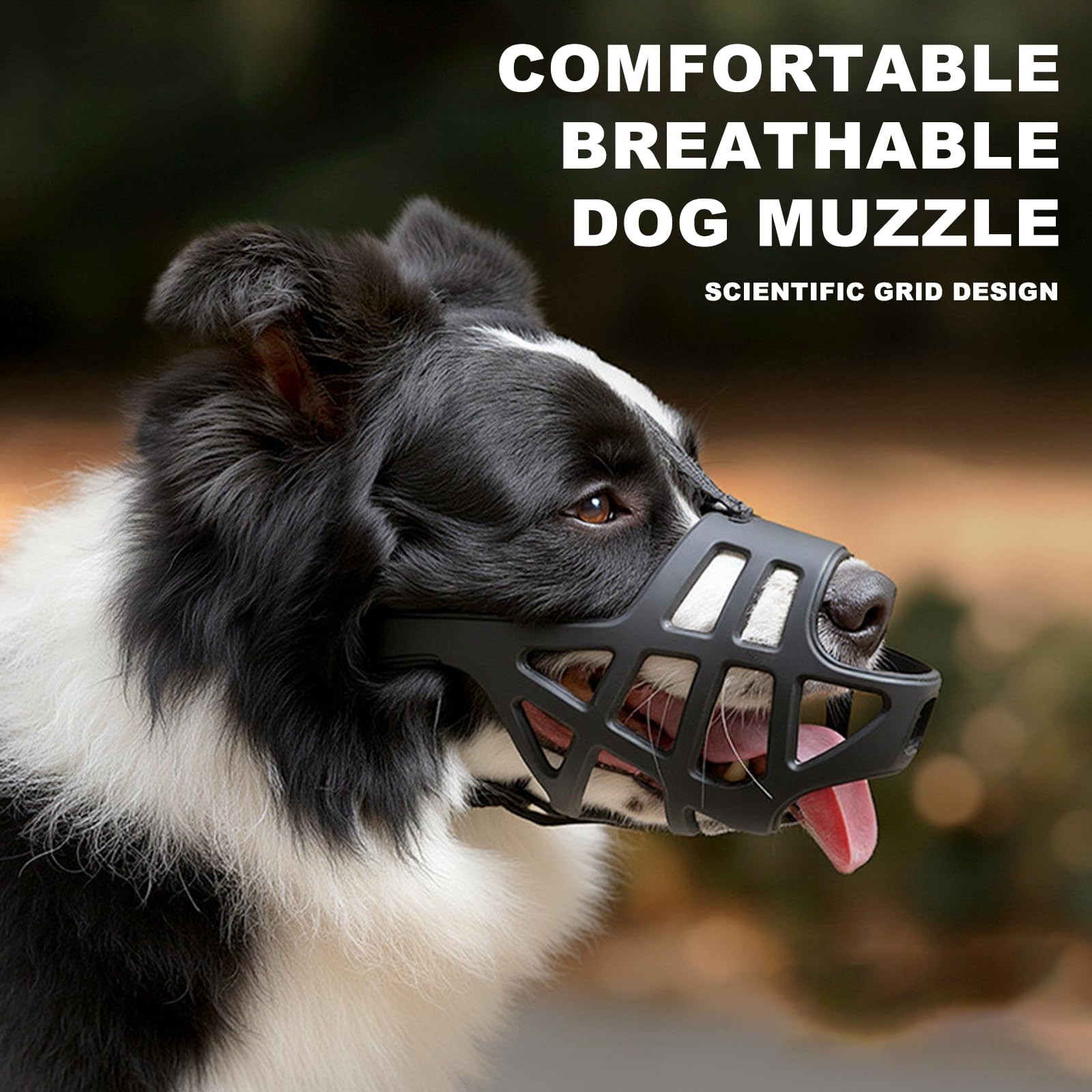 Breathable Basket Dog Muzzle - Adjustable for Small to X-Large S/M, Black