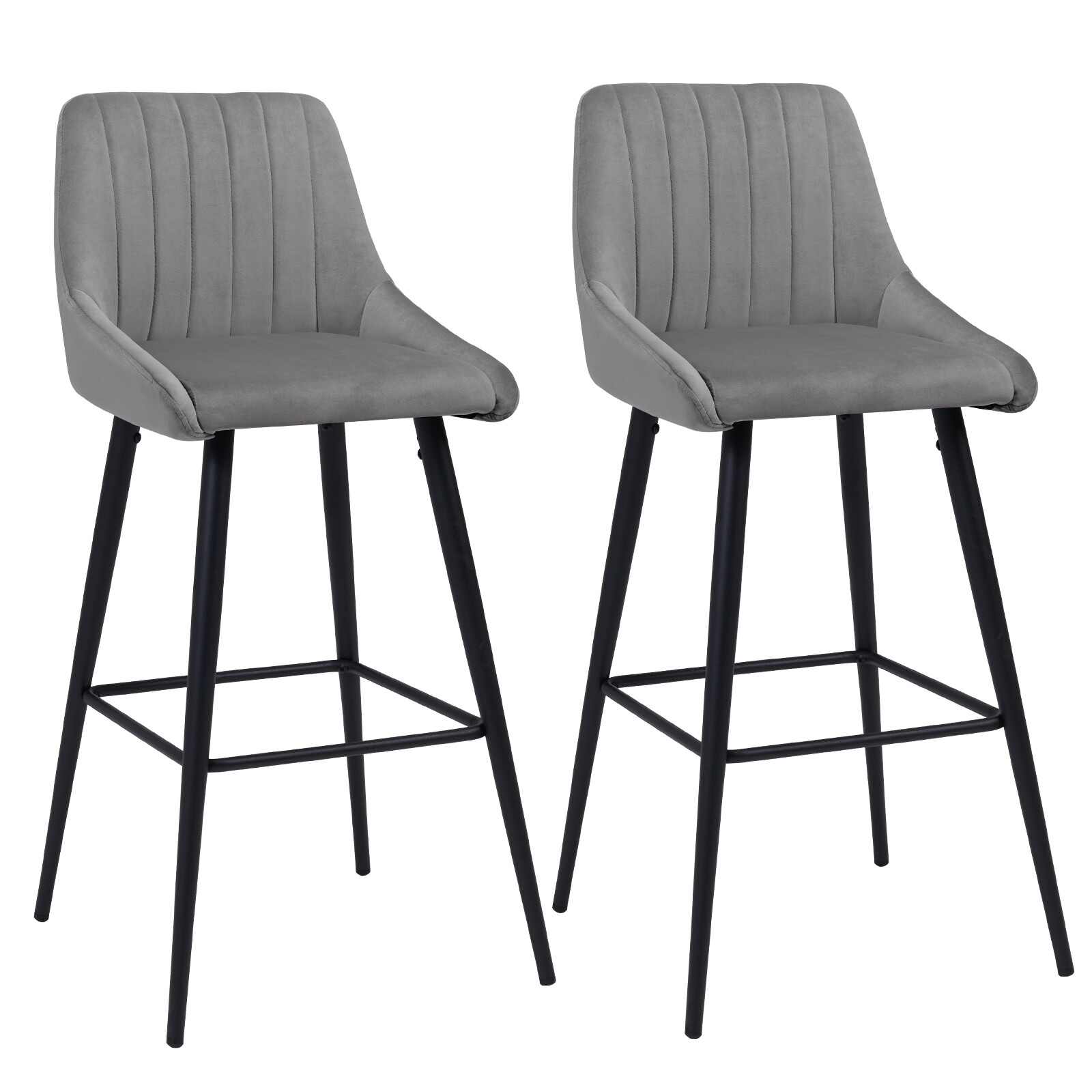 Duhome Velvet Upholstered Barstools with Back for Home Kitchen Bar Set of 2