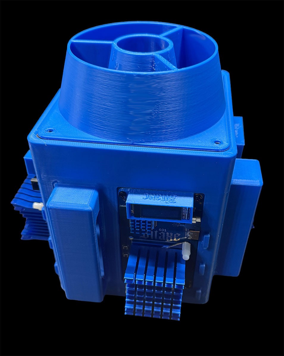 White 4-Bitaxe Gamma Cooling Tower with 120mm Top Fan - Great for Overclocking