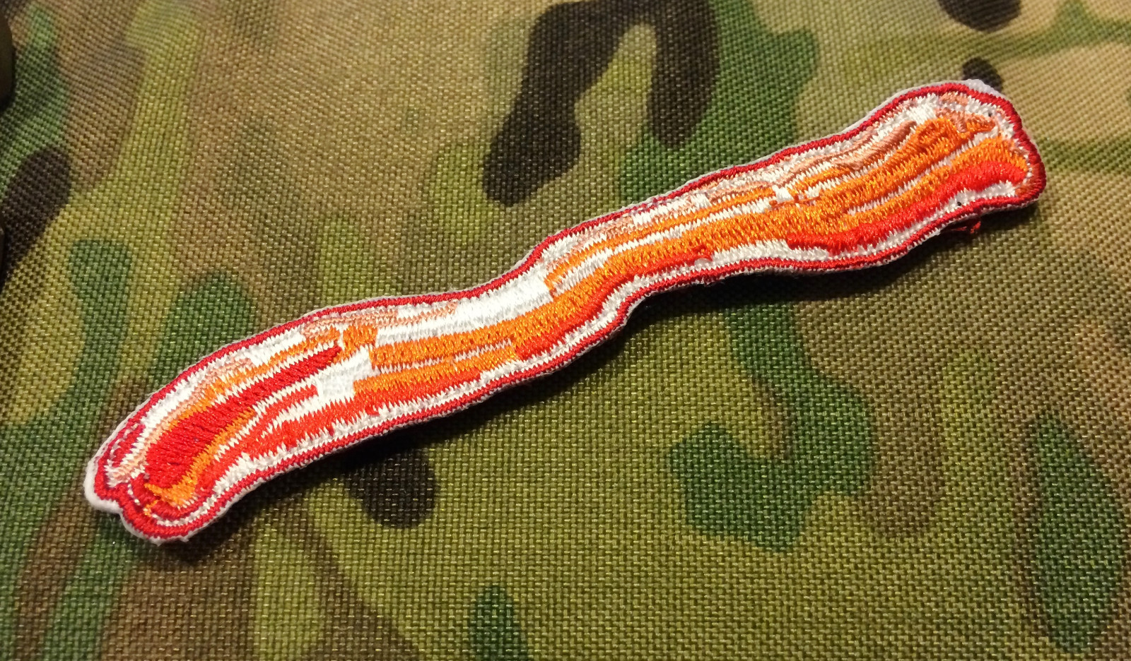 Tactical military pork Bacon Strip Hook/loop Morale 4"x1" uniform US made patch