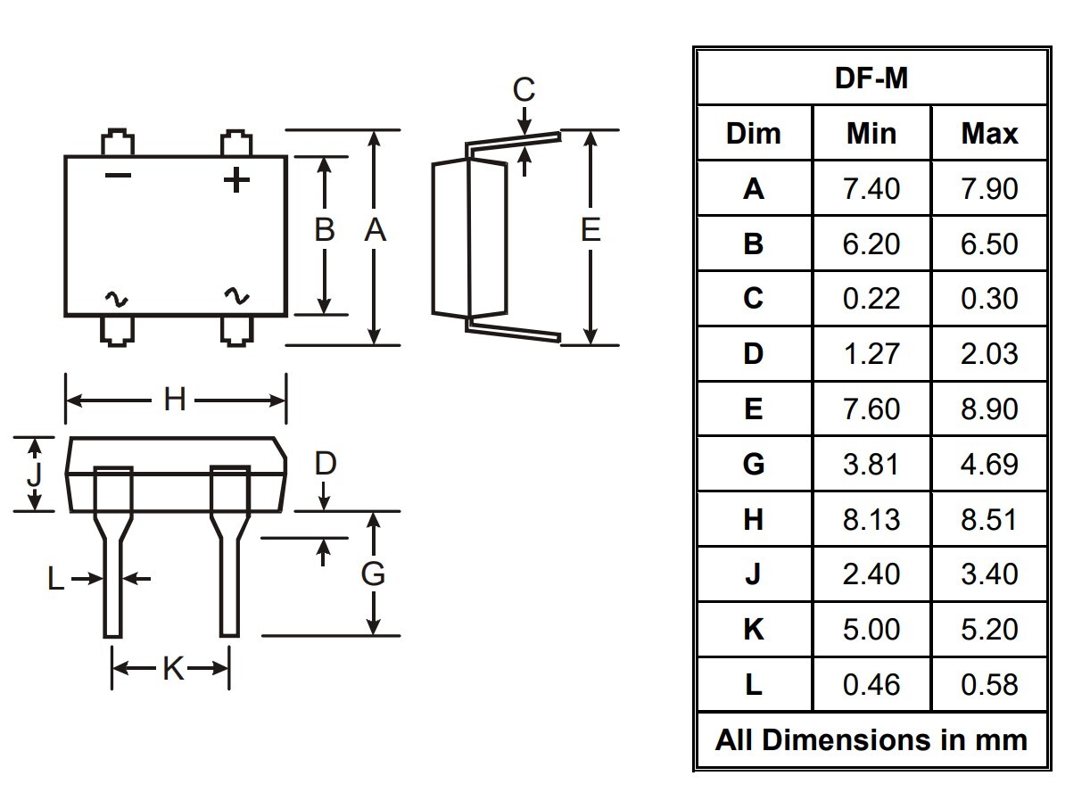 Rectifier Bridge DF10 1000V 1A - Compact and Reliable Rectifier