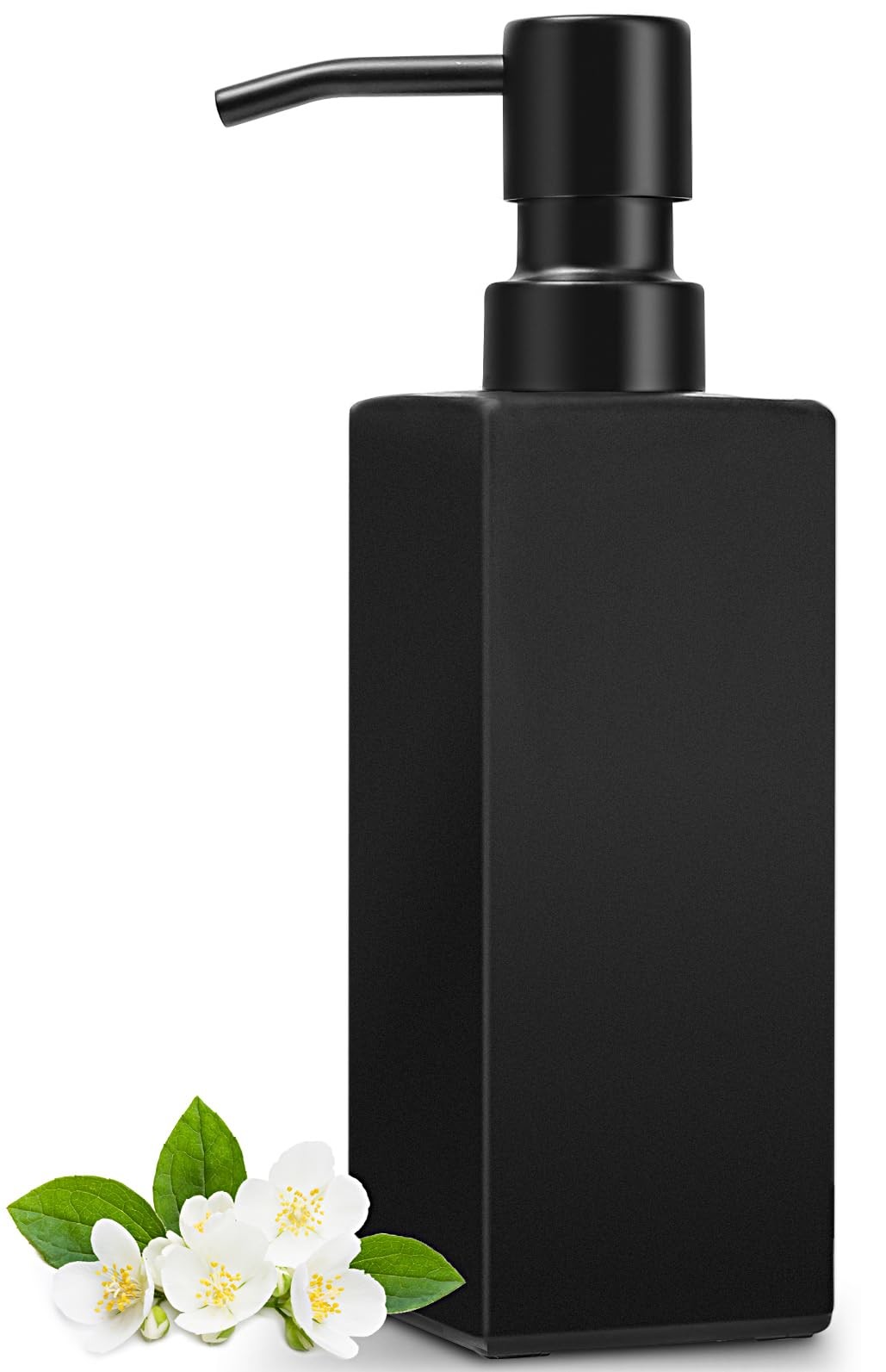 GMISUN Black Soap Dispenser Bathroom, Glass Hand Soap Dispenser with Stainless S