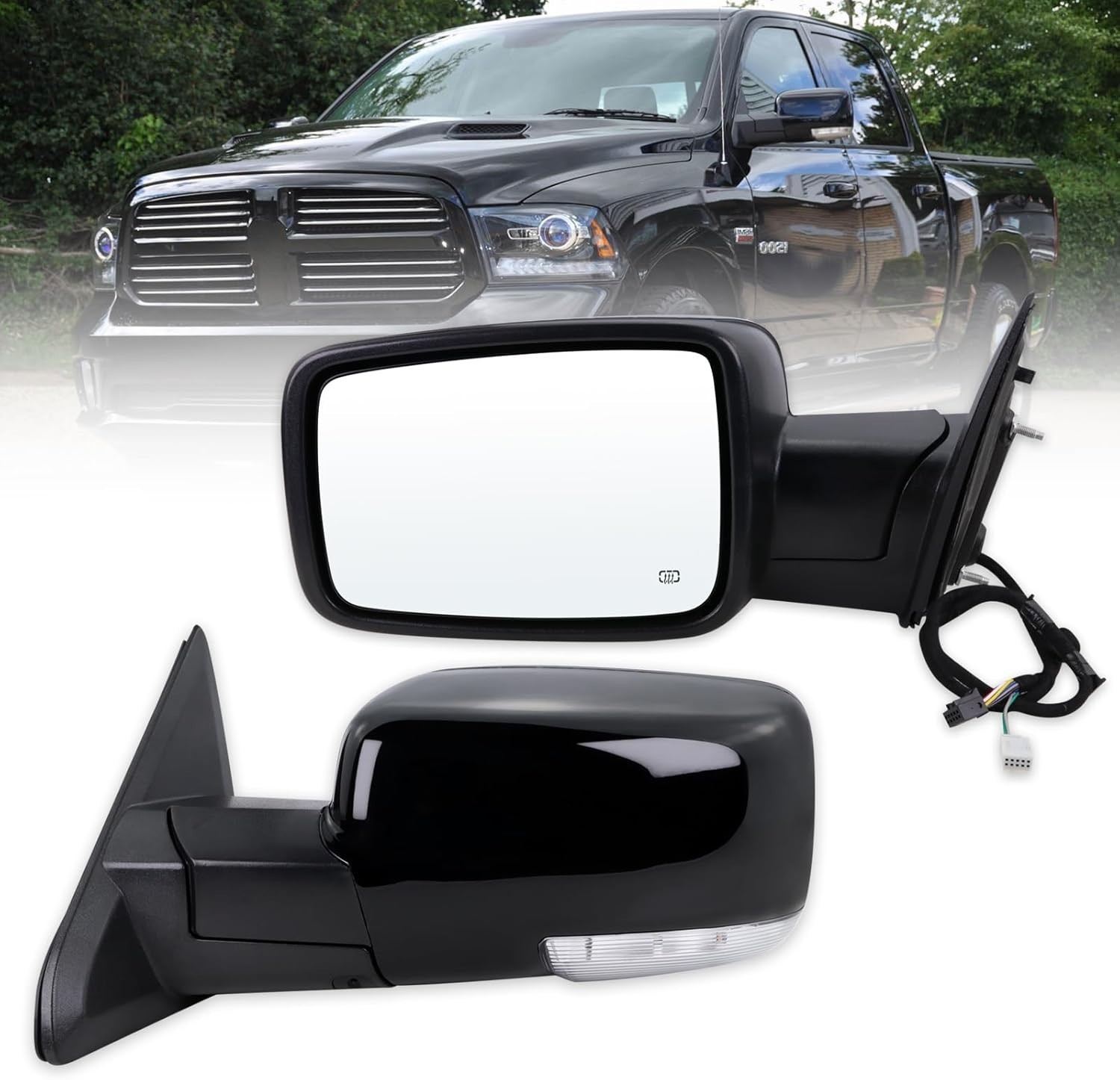 Left Driver Side Mirror Compatible With 2013-2018 Ram 1500 2500 3500 With Power