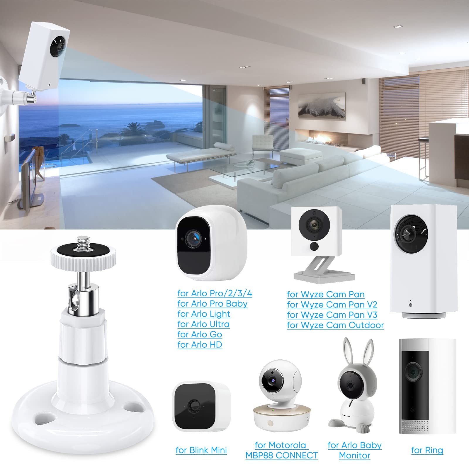 FastSnail Wall Mount Compatible with Wyze Cam Pan V3 & V4/V3 & White