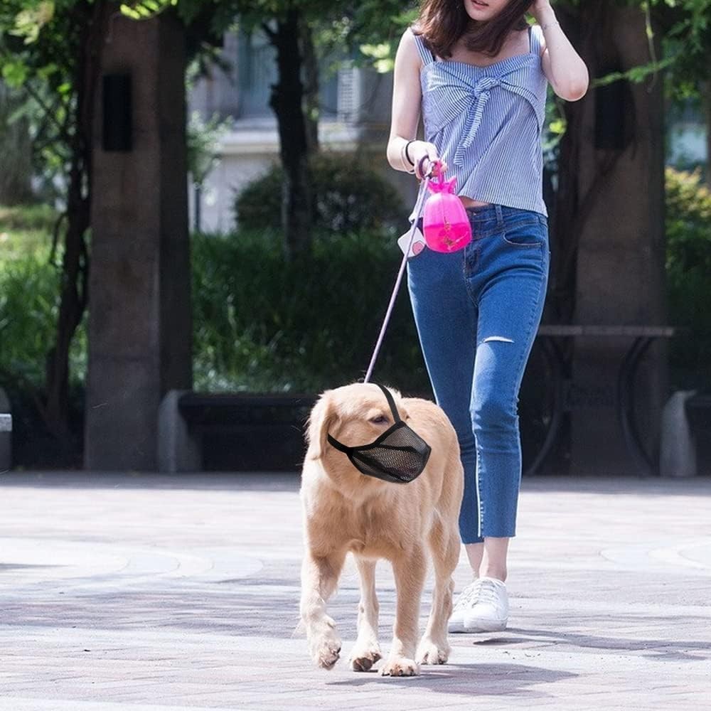 Dog Muzzle Soft Mesh Breathable Adjustable Fit Prevent Biting Chewing Barking L