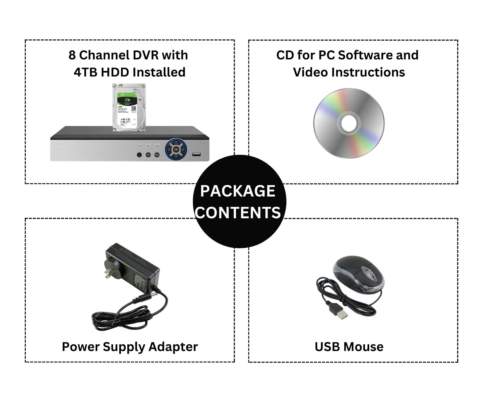 8 Channel H.265 DVR with 4TB HDD CCTV Surveillance Security Camera Recorder
