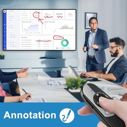 2-in-1 USB Type C Wireless Presentation Clicker & Highlighting Magnifier, 2.4GHz