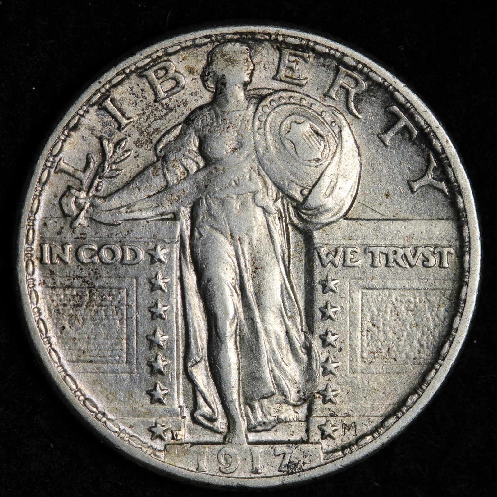 1917-D TYPE 2 Standing Liberty Silver Quarter AU++/UNC E301 YGRCBM
