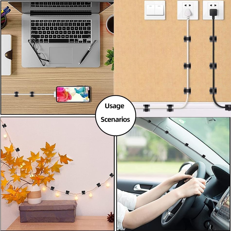 100 PCS Adhesive Cable Clips Cord Organizer (Small, Medium,Large),Wire Holder...
