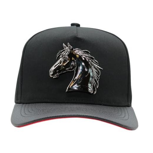 Ferreti Hats FT88 Black Horse Hat for Men & Women - Metal Horse Emblem Hat -