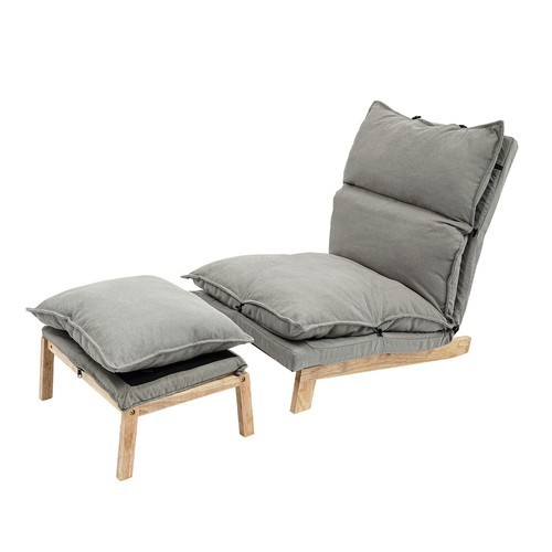 Grey Lounge Chair Single Lazy Sofa Leisure Balcony Adjustable Recliner USA