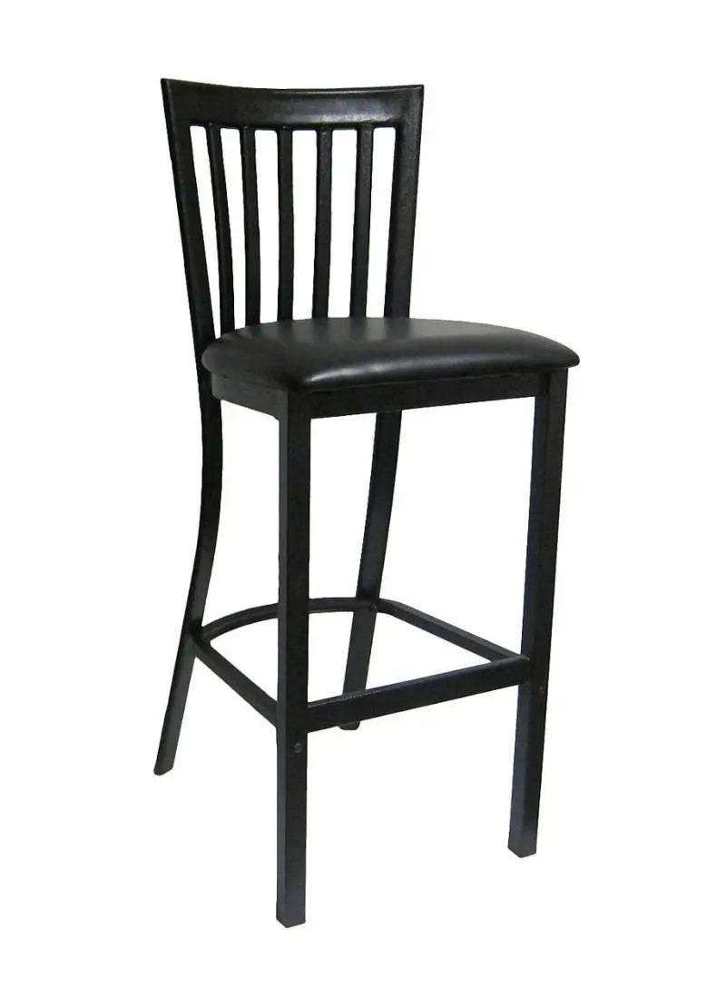 Black Metal Full Wrinkle Back Bar Stool w/ Black Vinyl Seat